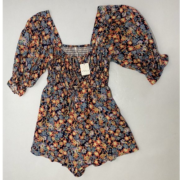 NEW NWT Womens XS Free People Show Me Love Floral Print Ruched Romper MSRP $148 - Picture 3 of 7